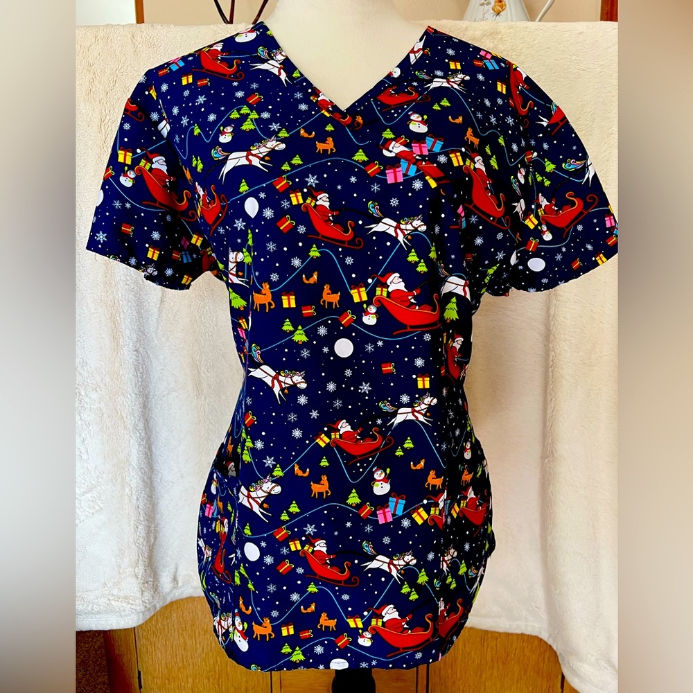 Serene Women’s Holiday Scrub Top